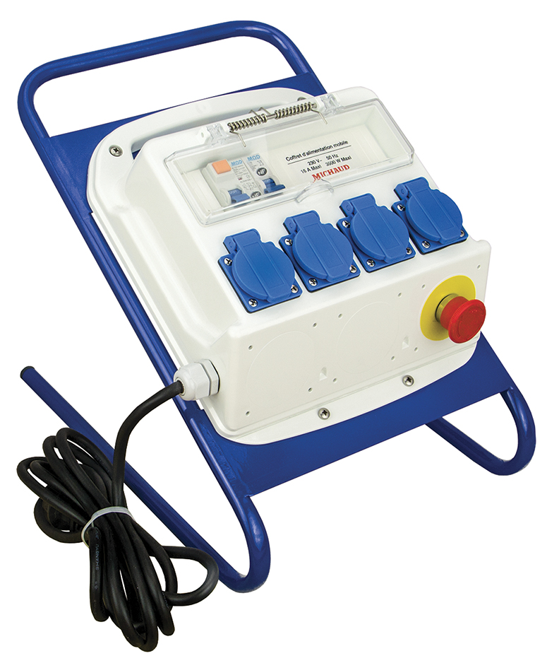 COFFRET D'ALIMENTATION MOBILE 4 MONO + PIEDS